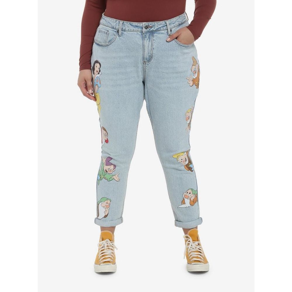 Women's Light Blue Jeans with Cartoon Print